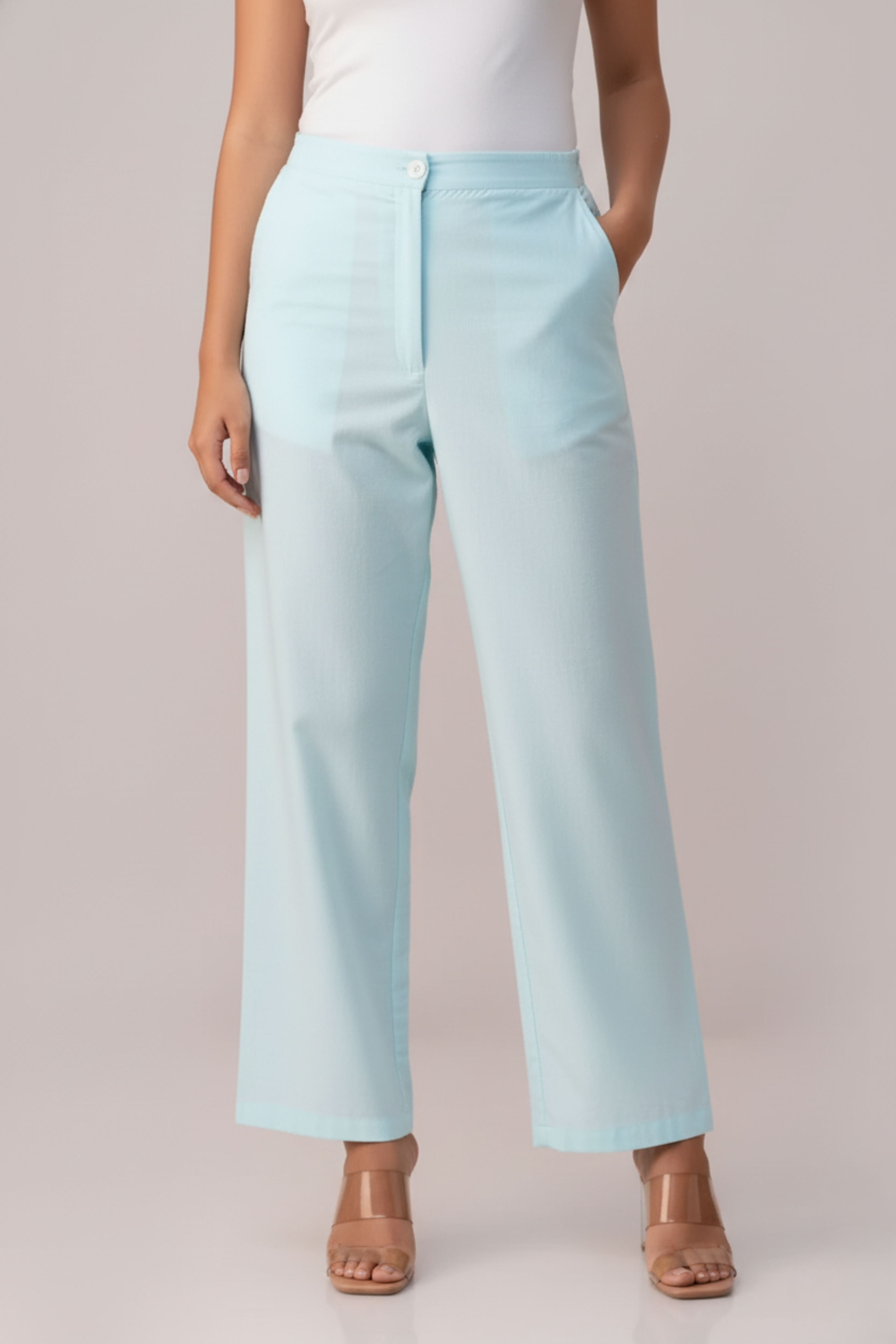 Pale Blue Sassy Wide Leg Pant