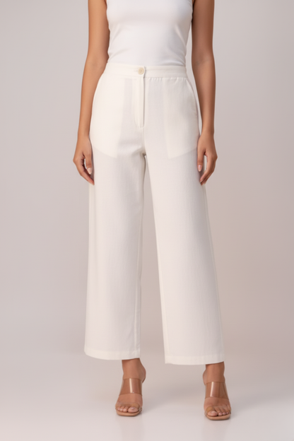 White Sassy Wide Leg Pant