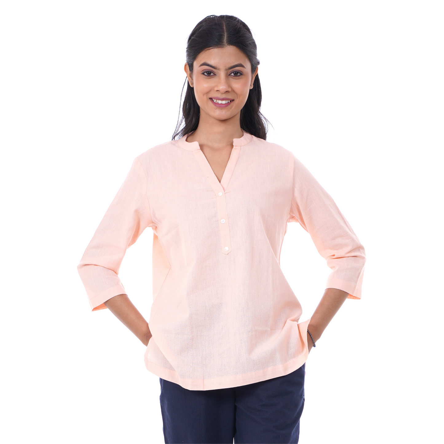 Peach Solid Short Kurti