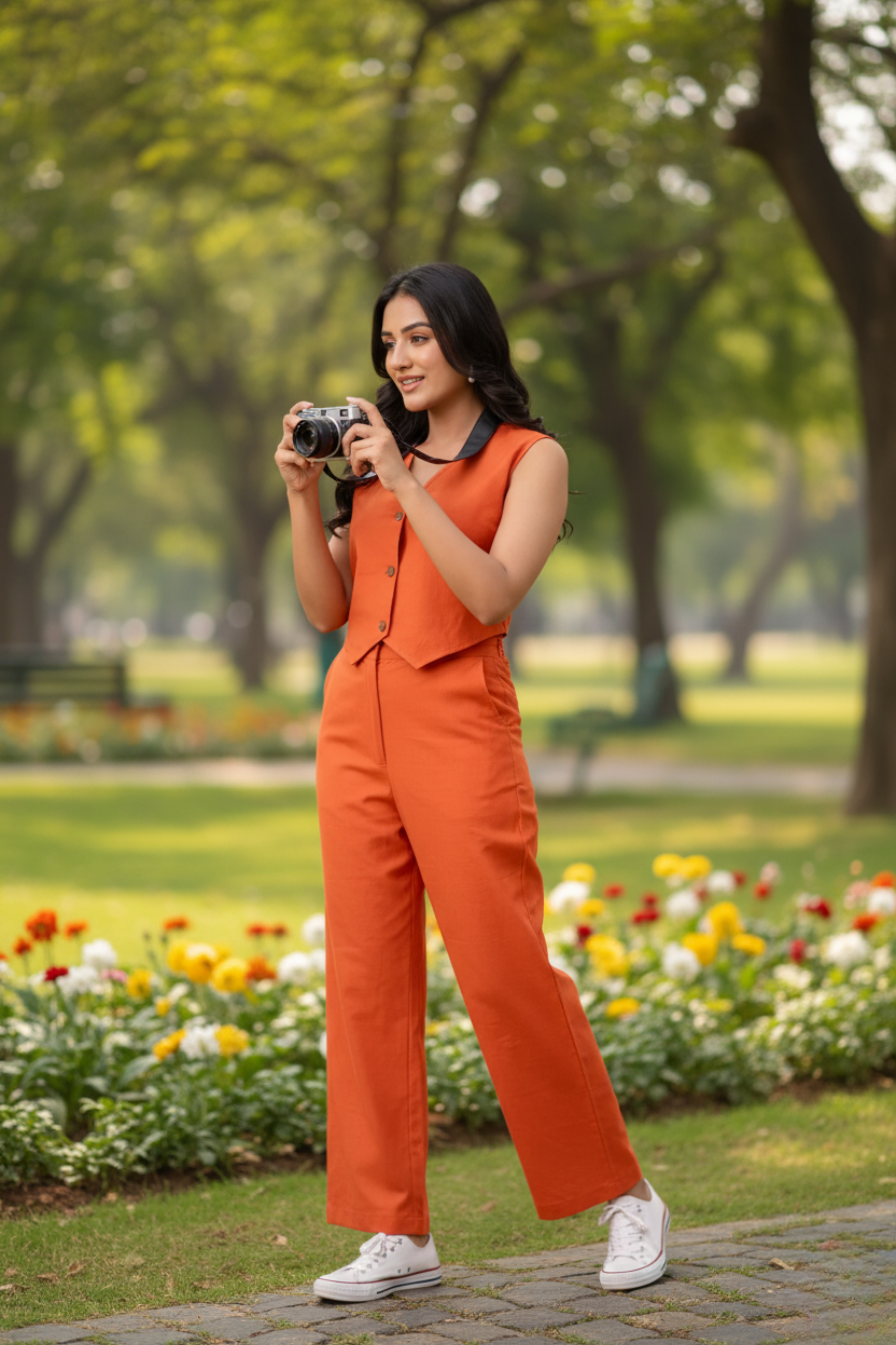 Orange Waist Coat Co-ord set