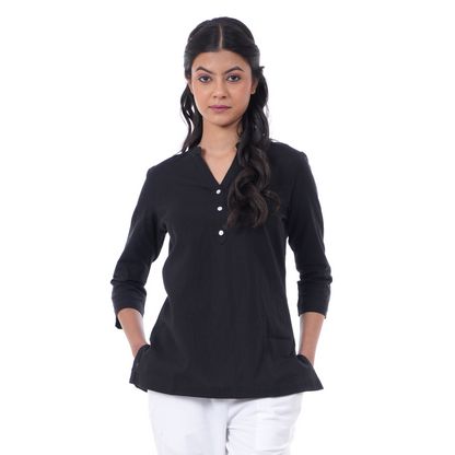 Black Solid Short Kurti