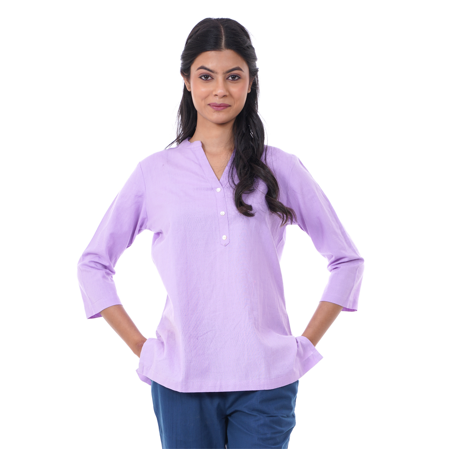 Lilac Solid Short Kurti