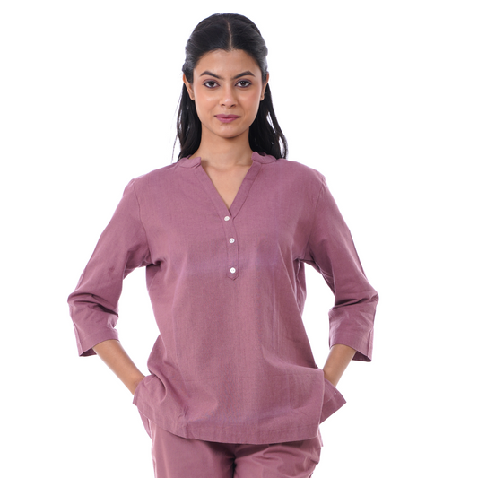 Rose Taupe Solid Short Kurti