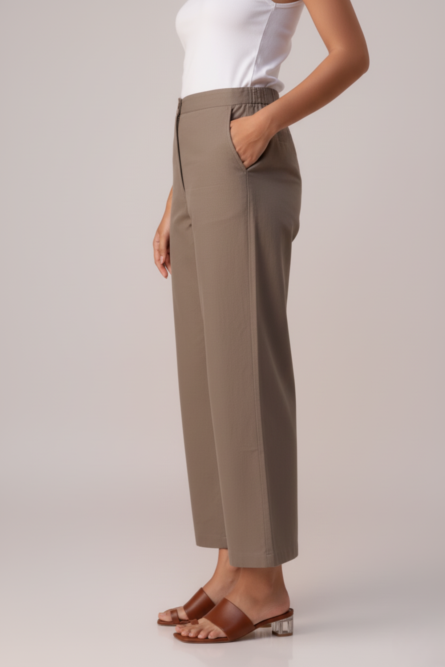 Warm Grey Sassy Wide Leg Pant