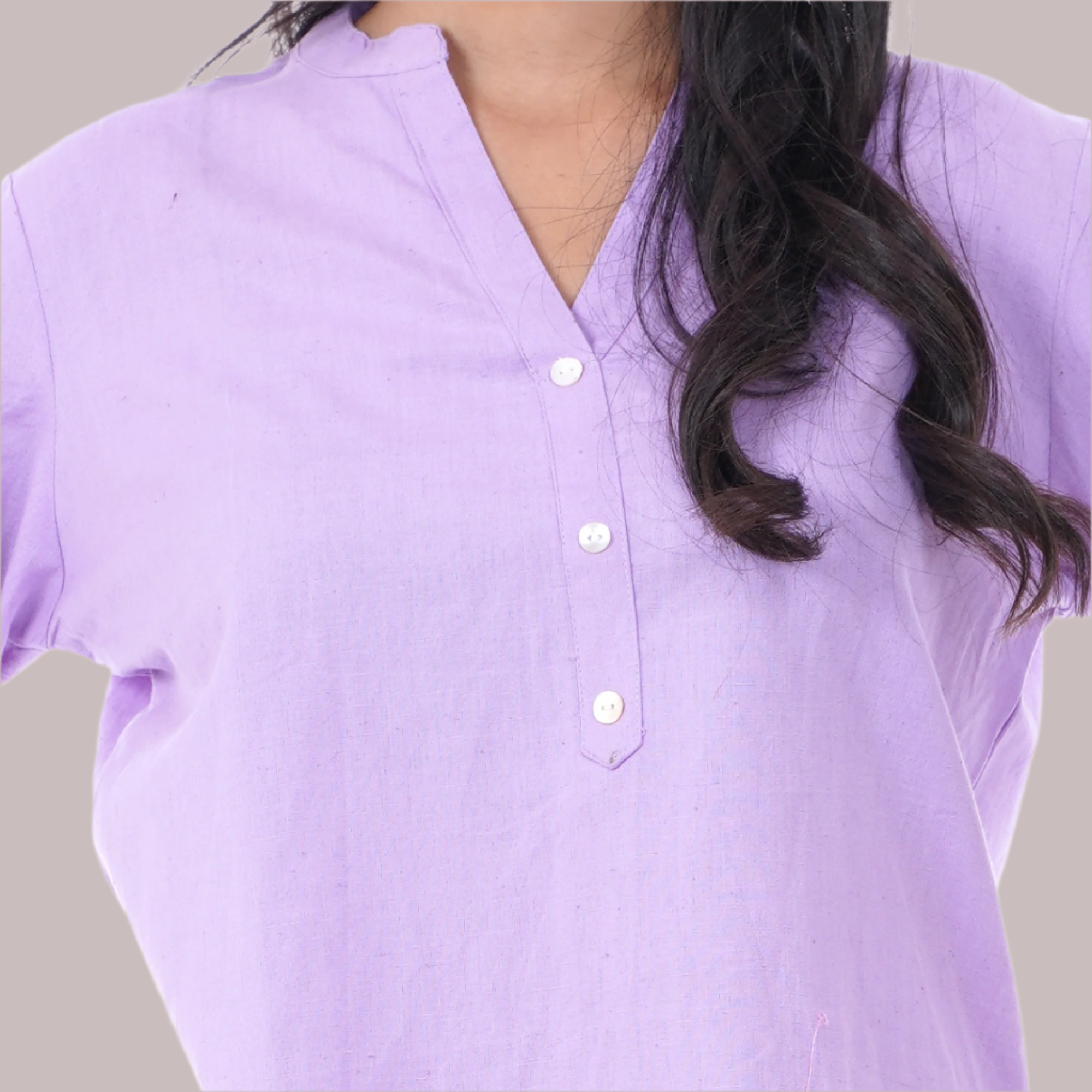 Lilac Solid Short Kurti