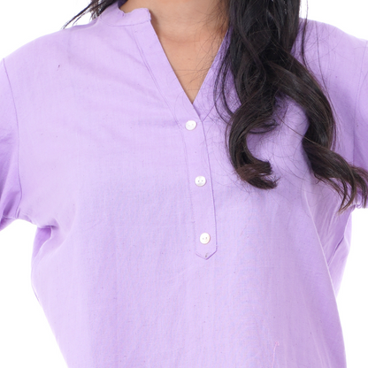 Lilac Solid Short Kurti