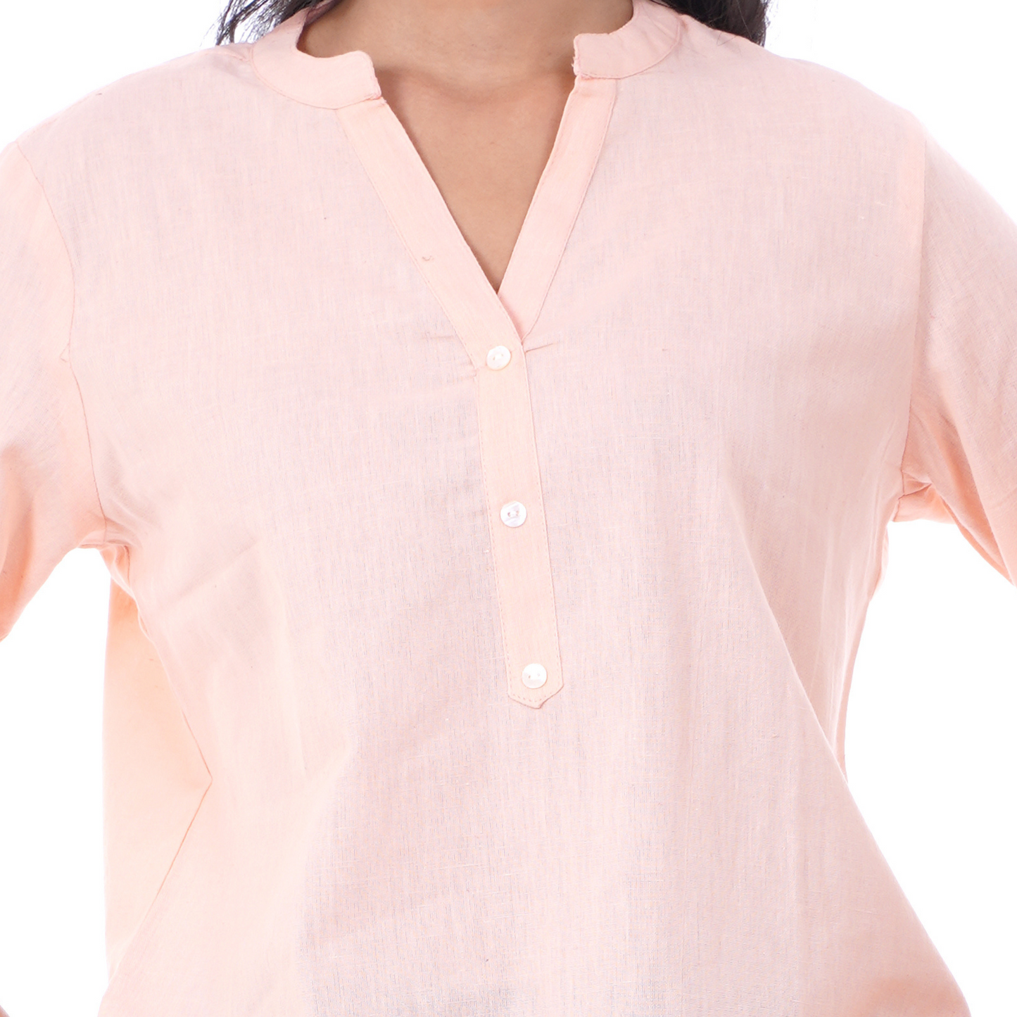 Peach Solid Short Kurti