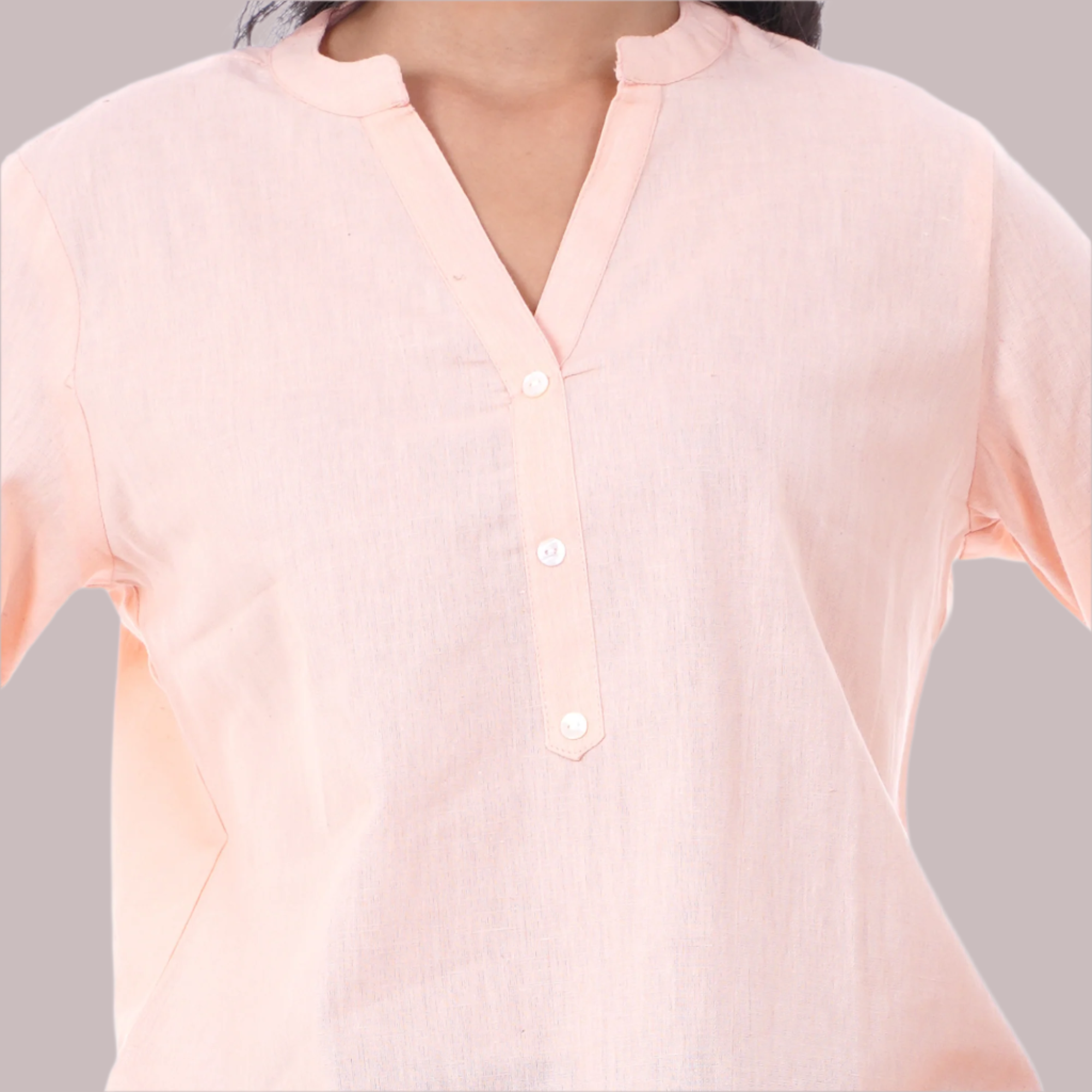 Peach Solid Short Kurti