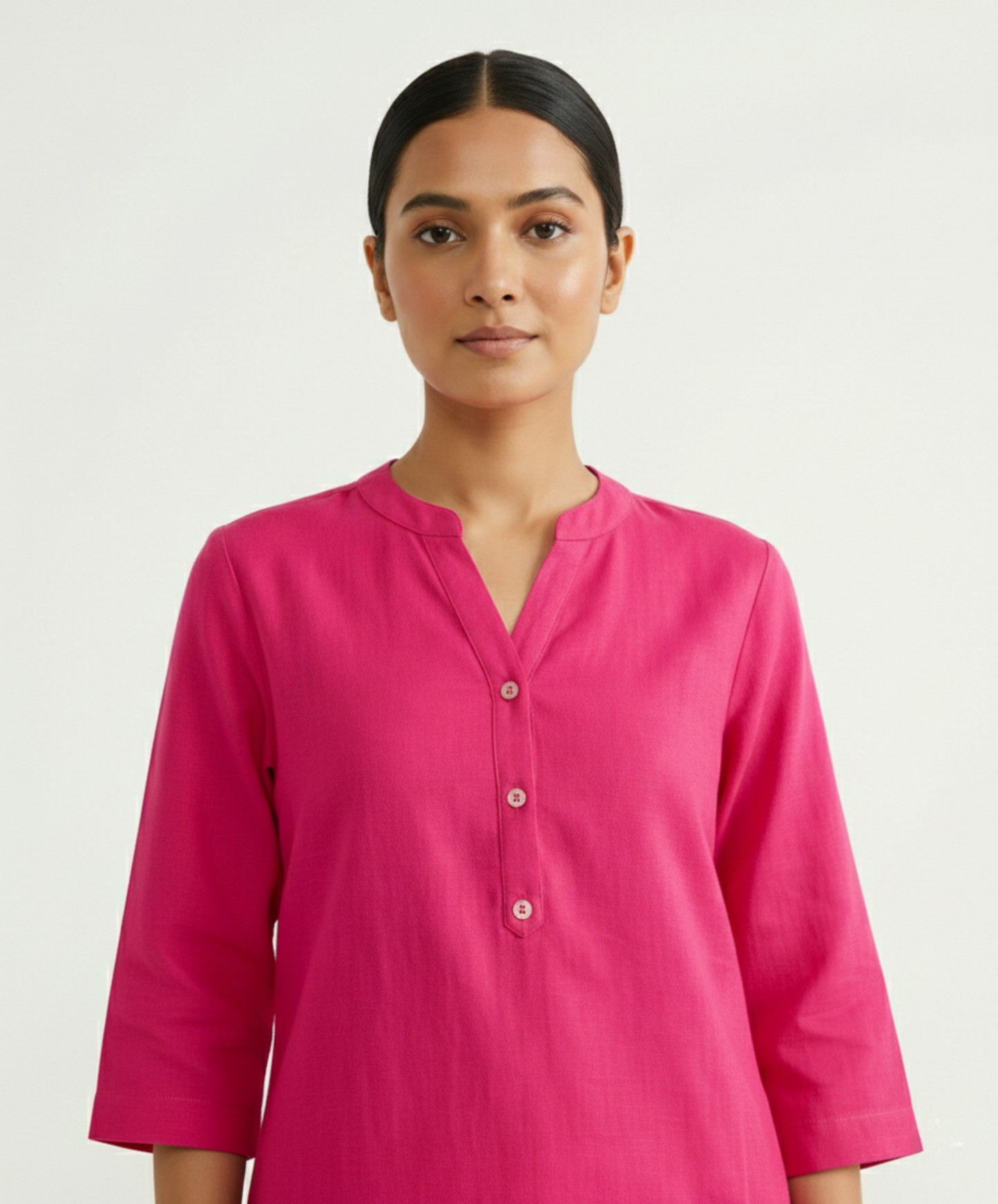 Hot Pink Linen Long Kurta