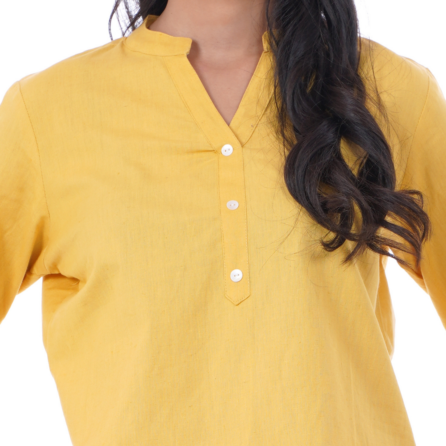 Yellow Solid Short Kurti