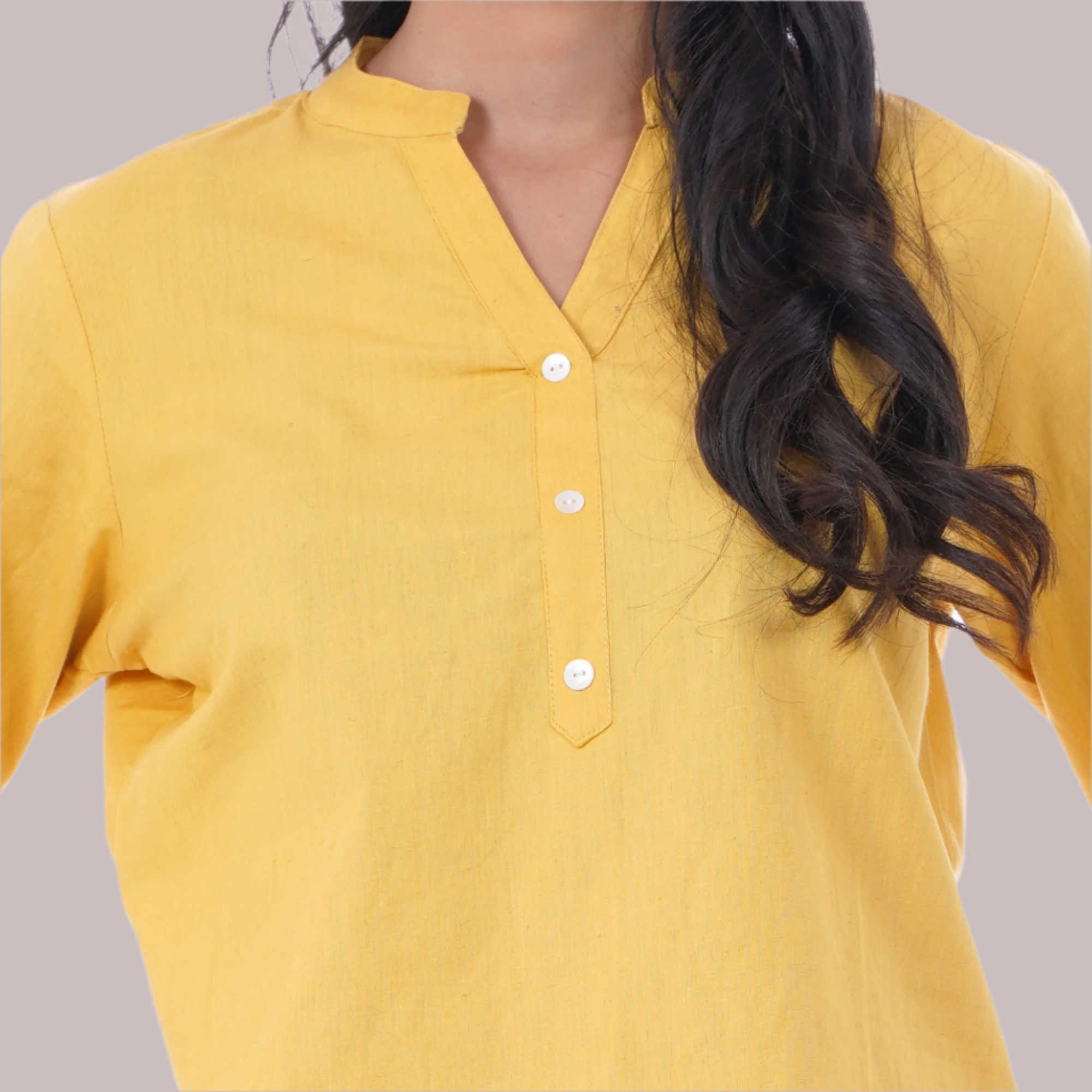 Yellow Solid Short Kurti