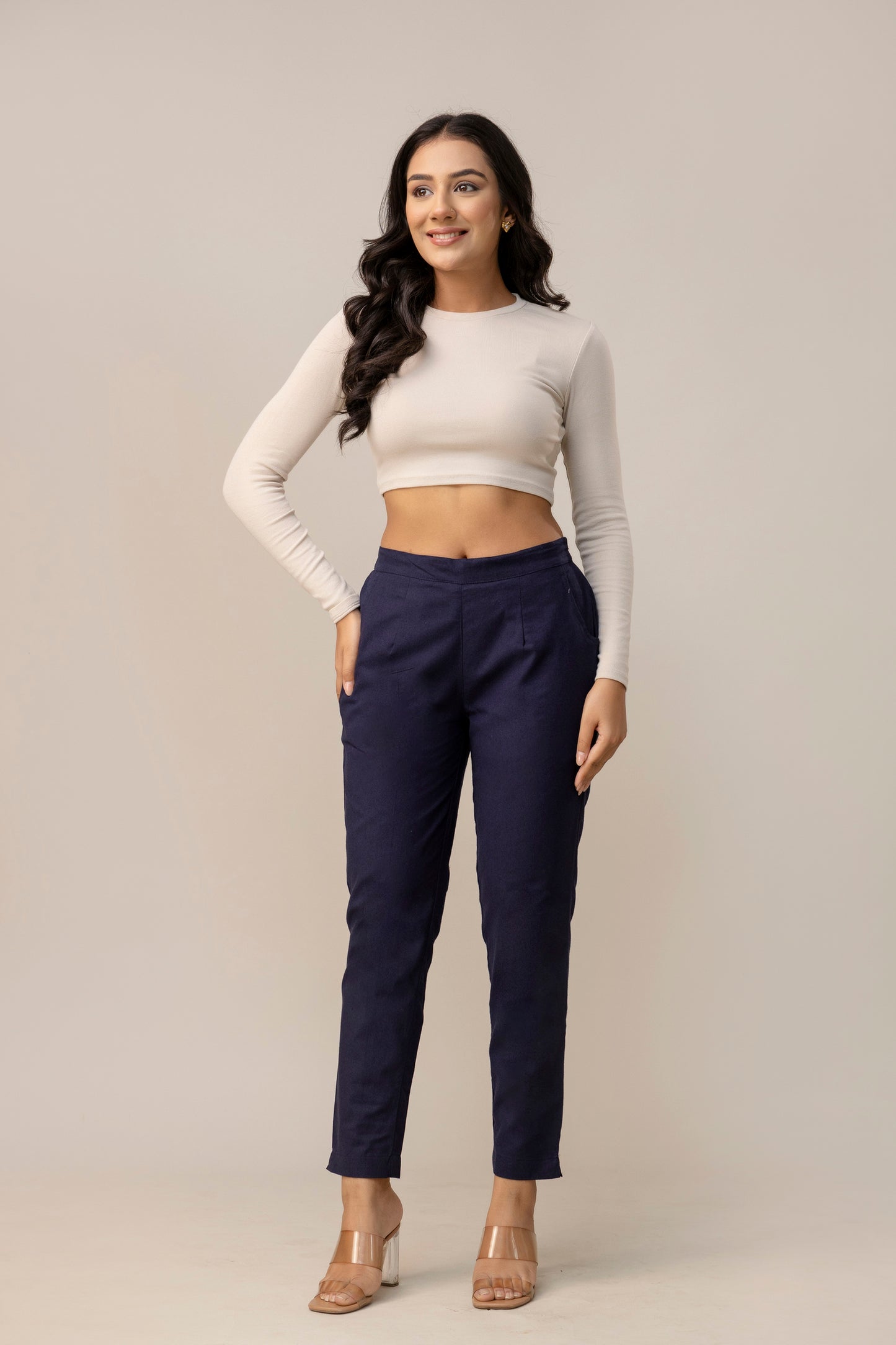 Sassy Navy Blue Cotton Pants