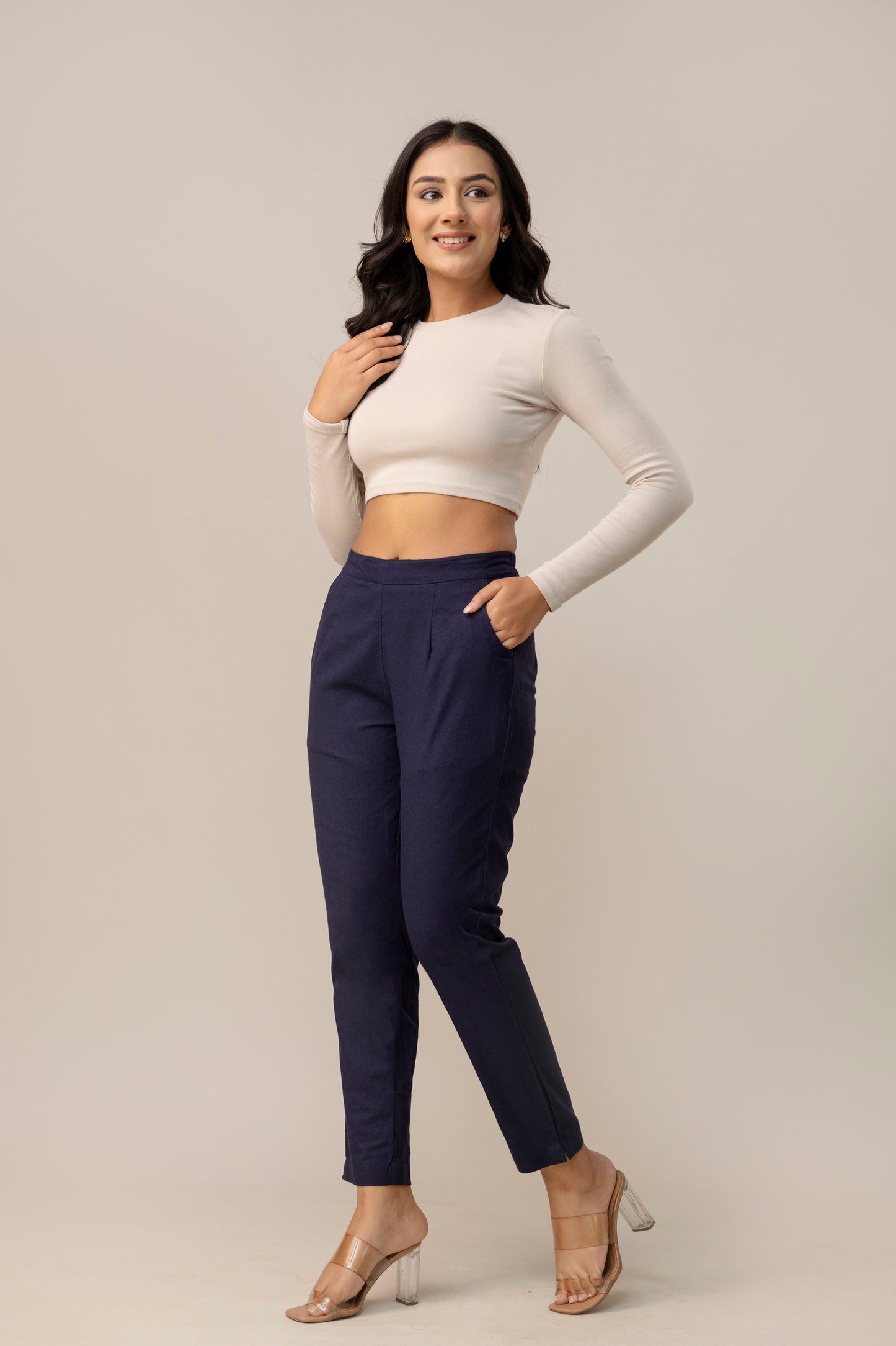 Sassy Navy Blue Cotton Pants