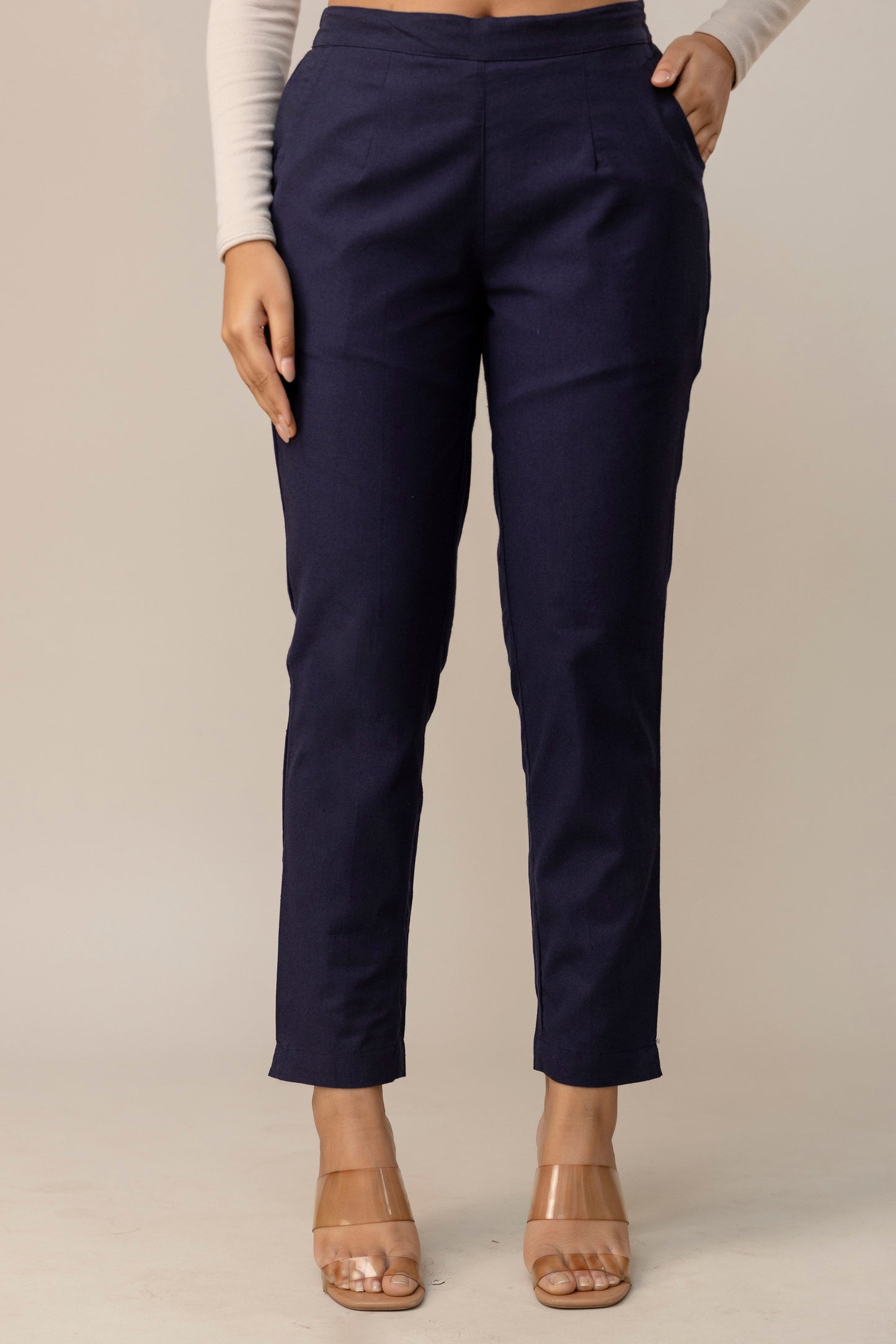 Sassy Navy Blue Cotton Pants