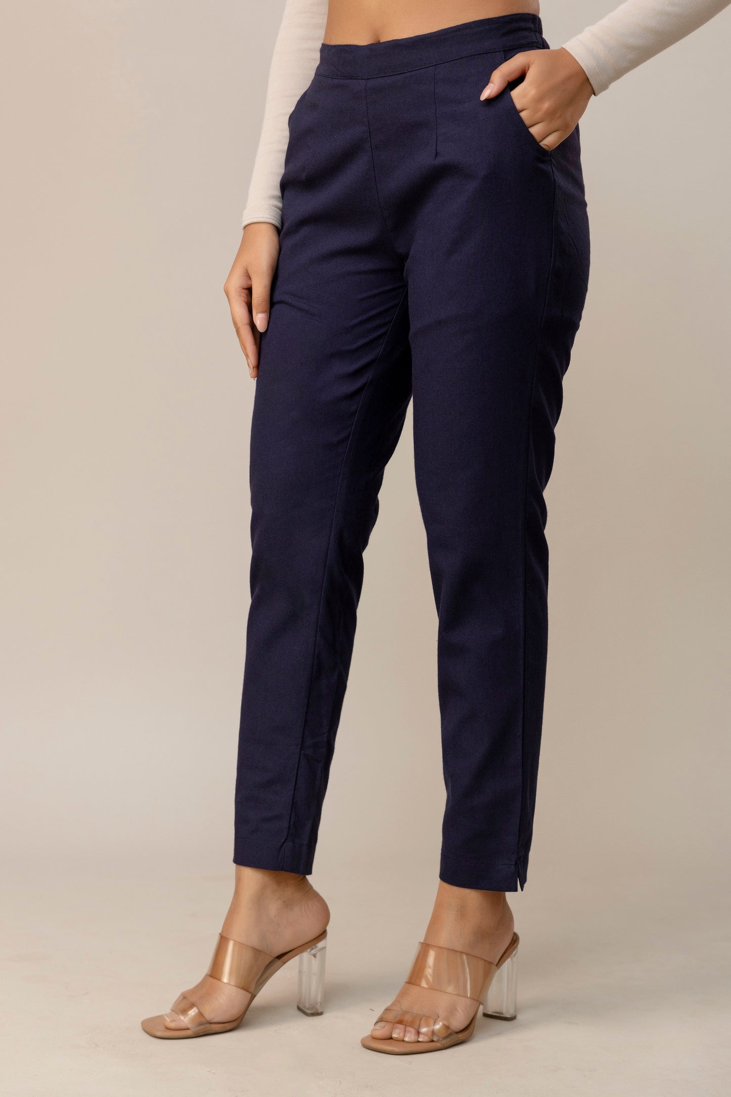 Sassy Navy Blue Cotton Pants