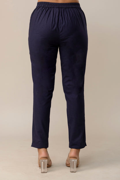 Sassy Navy Blue Cotton Pants