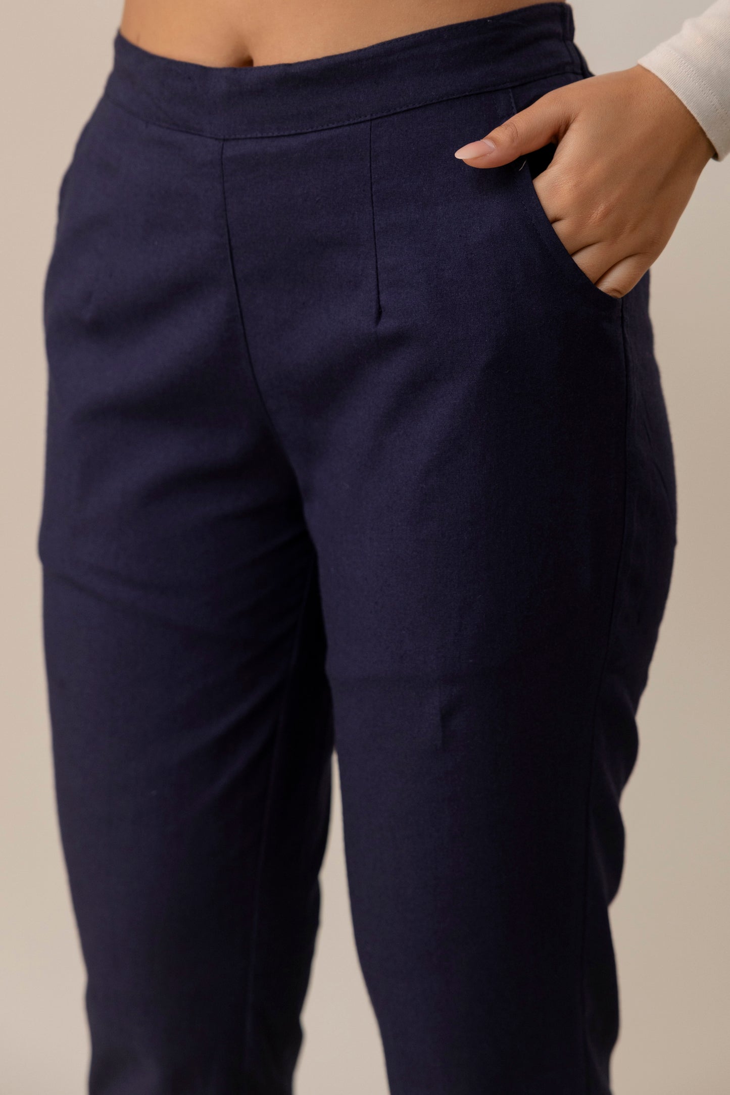 Sassy Navy Blue Cotton Pants