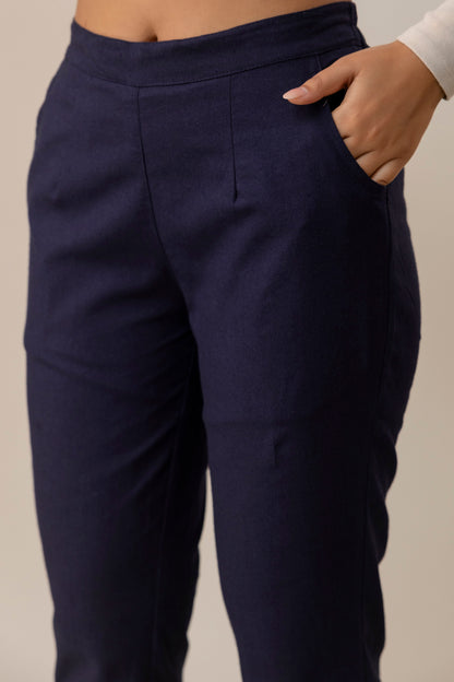 Sassy Navy Blue Cotton Pants