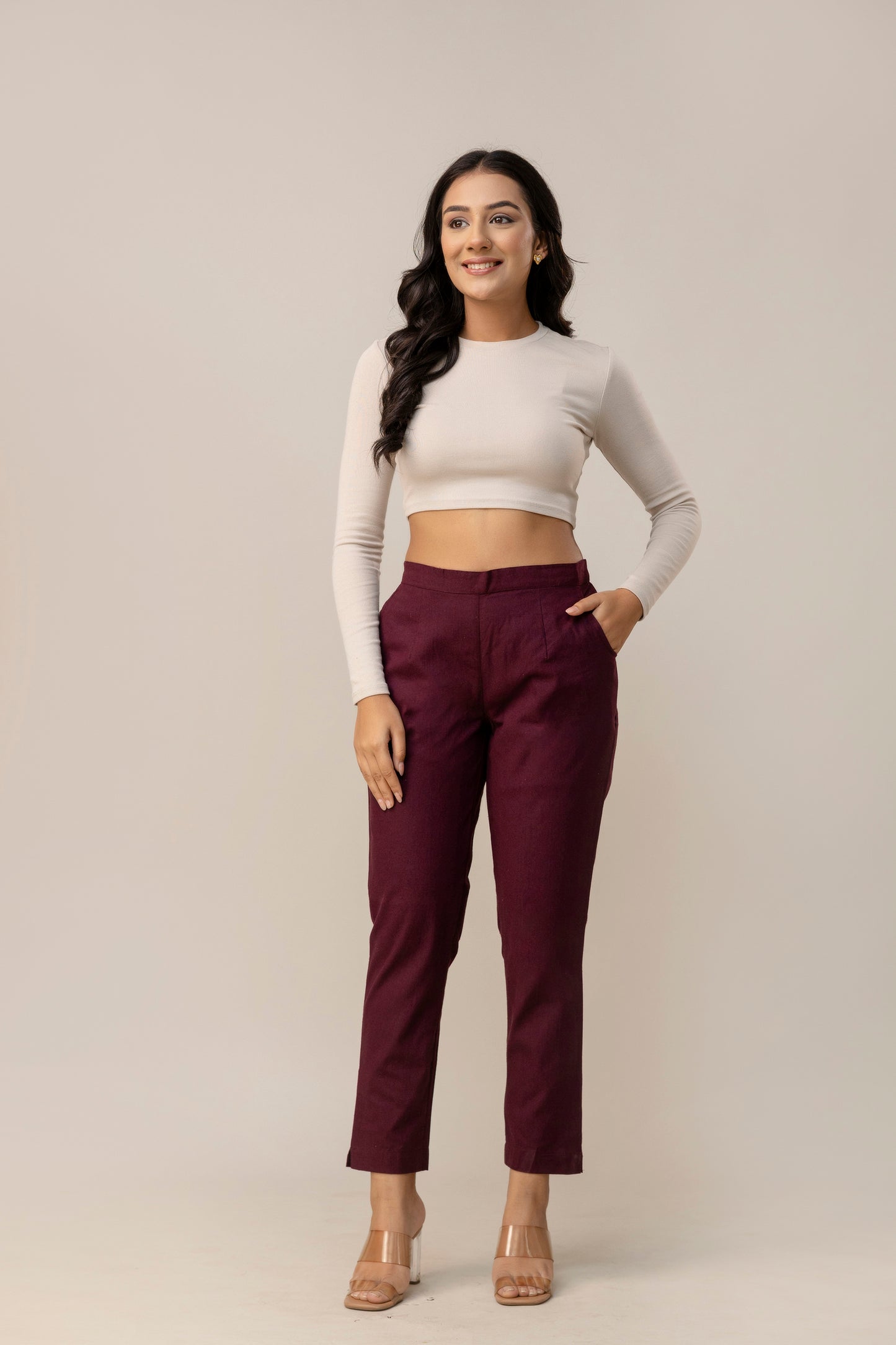 Sassy  Wine Cotton Pants