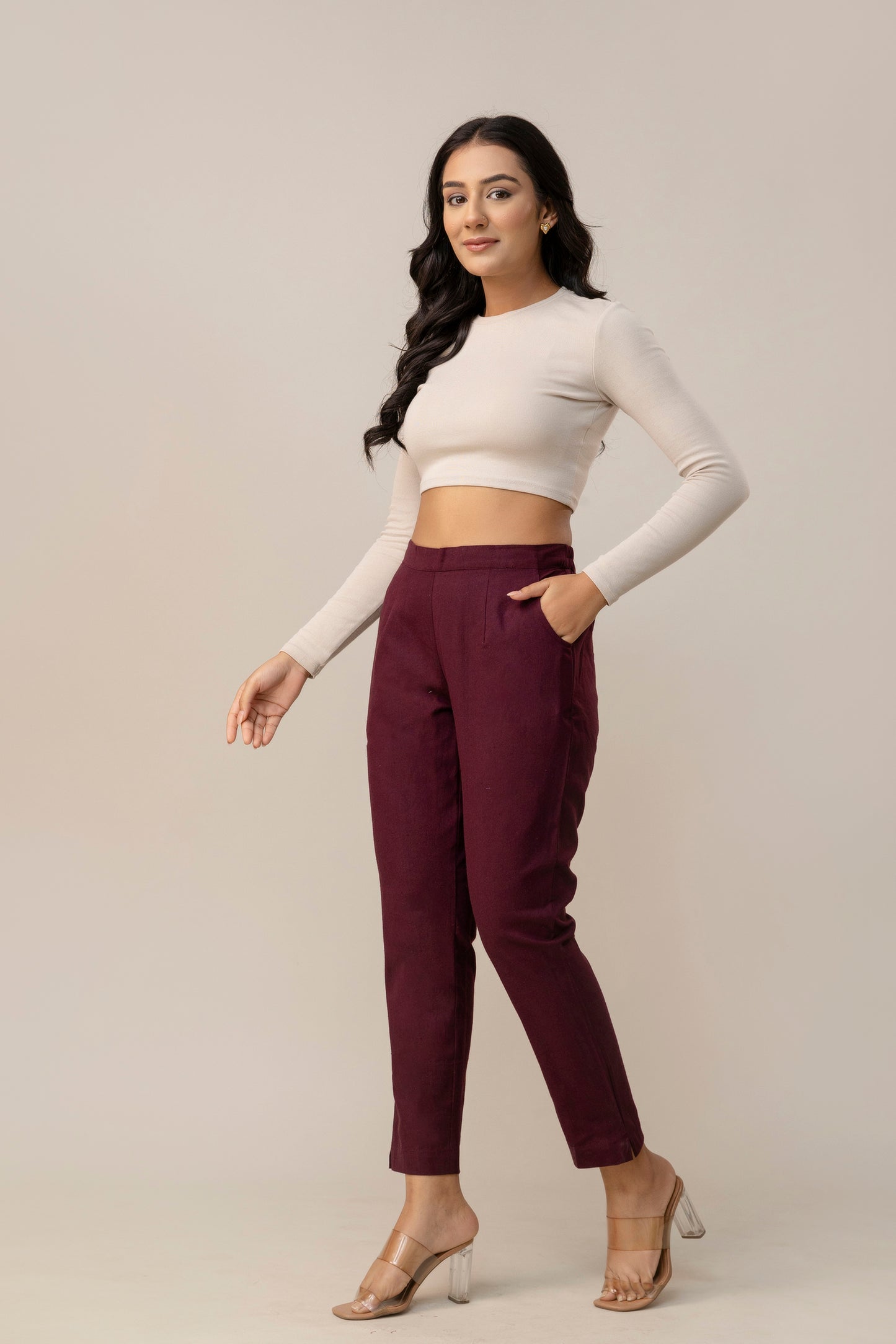 Sassy  Wine Cotton Pants