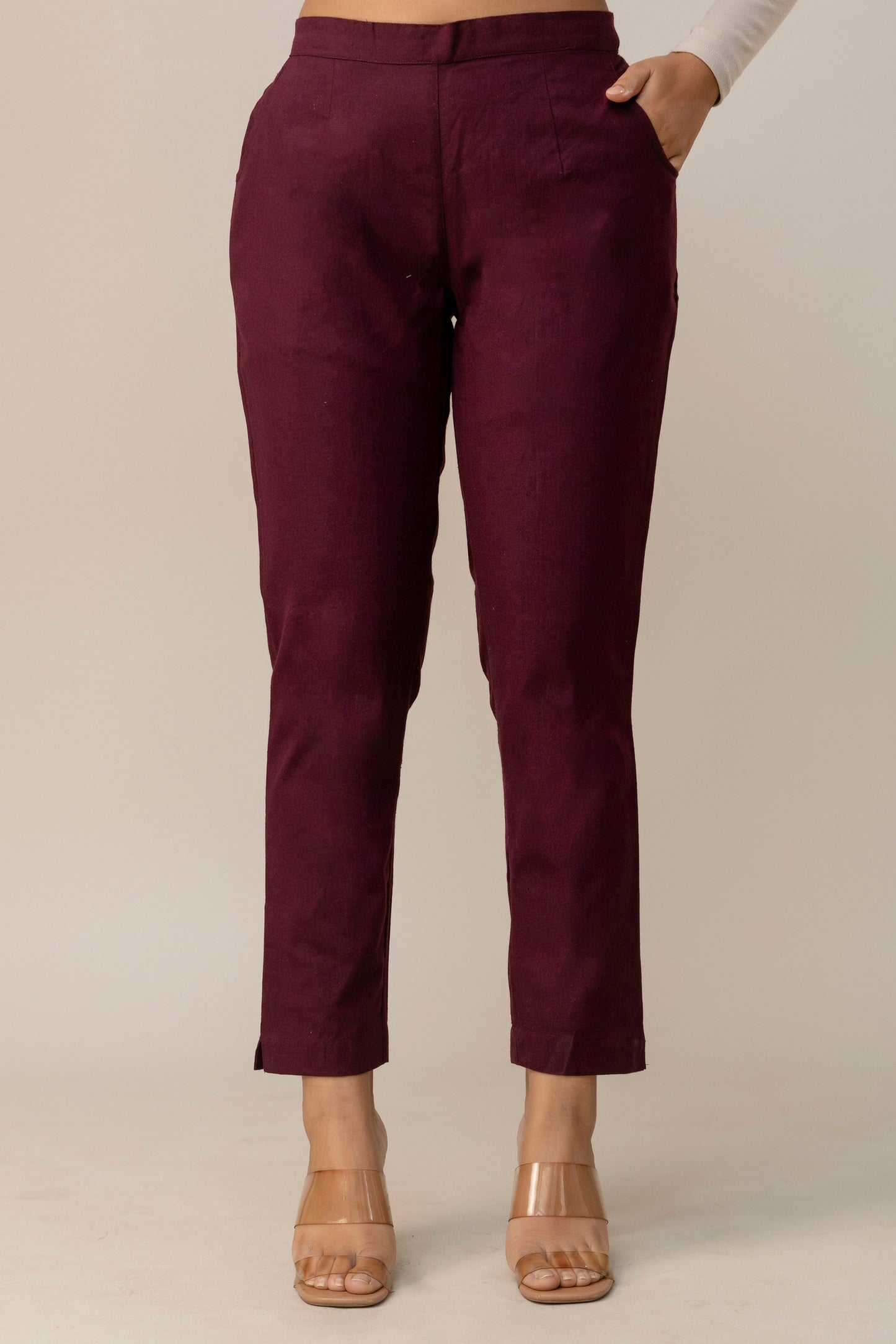 Sassy  Wine Cotton Pants