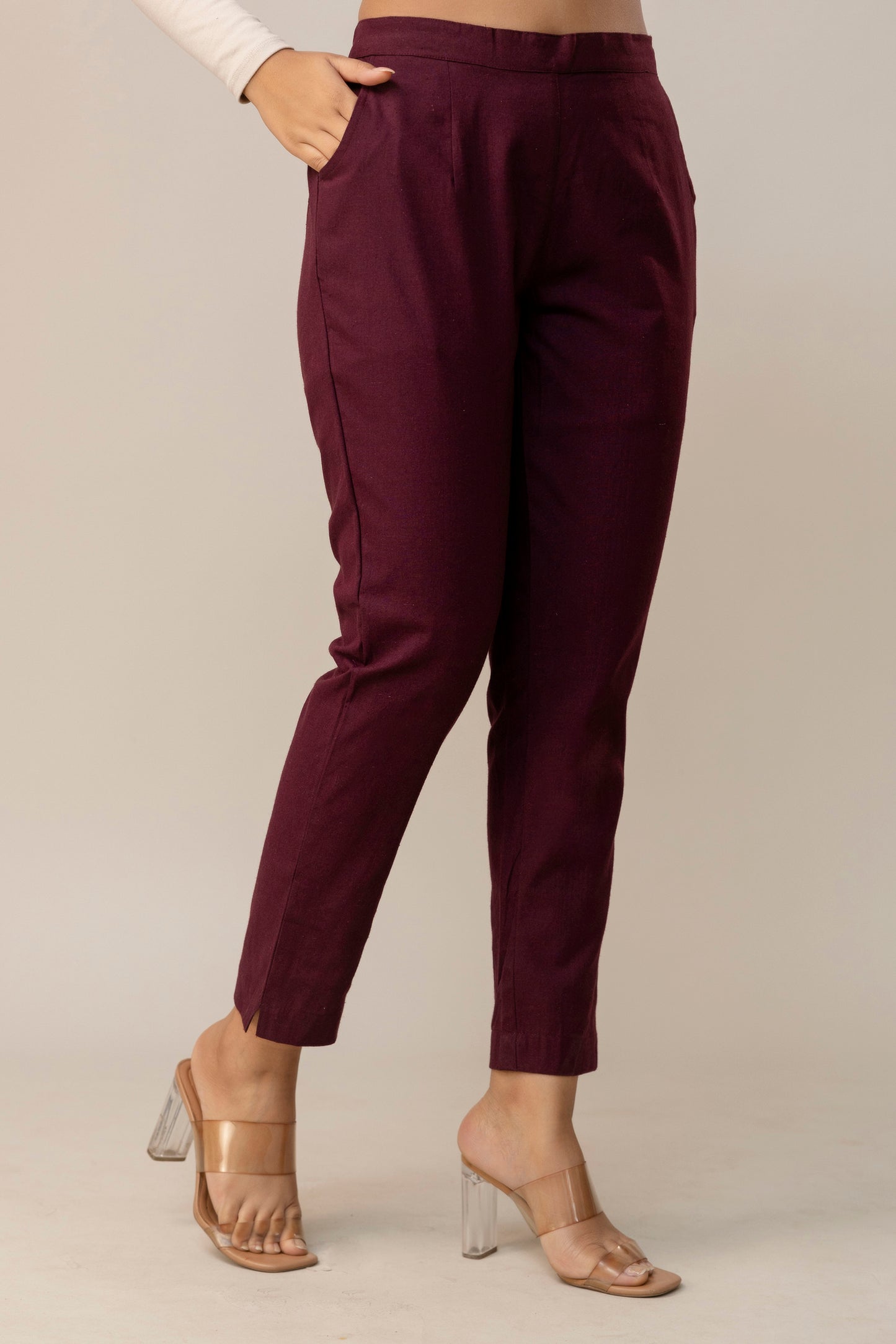 Sassy  Wine Cotton Pants