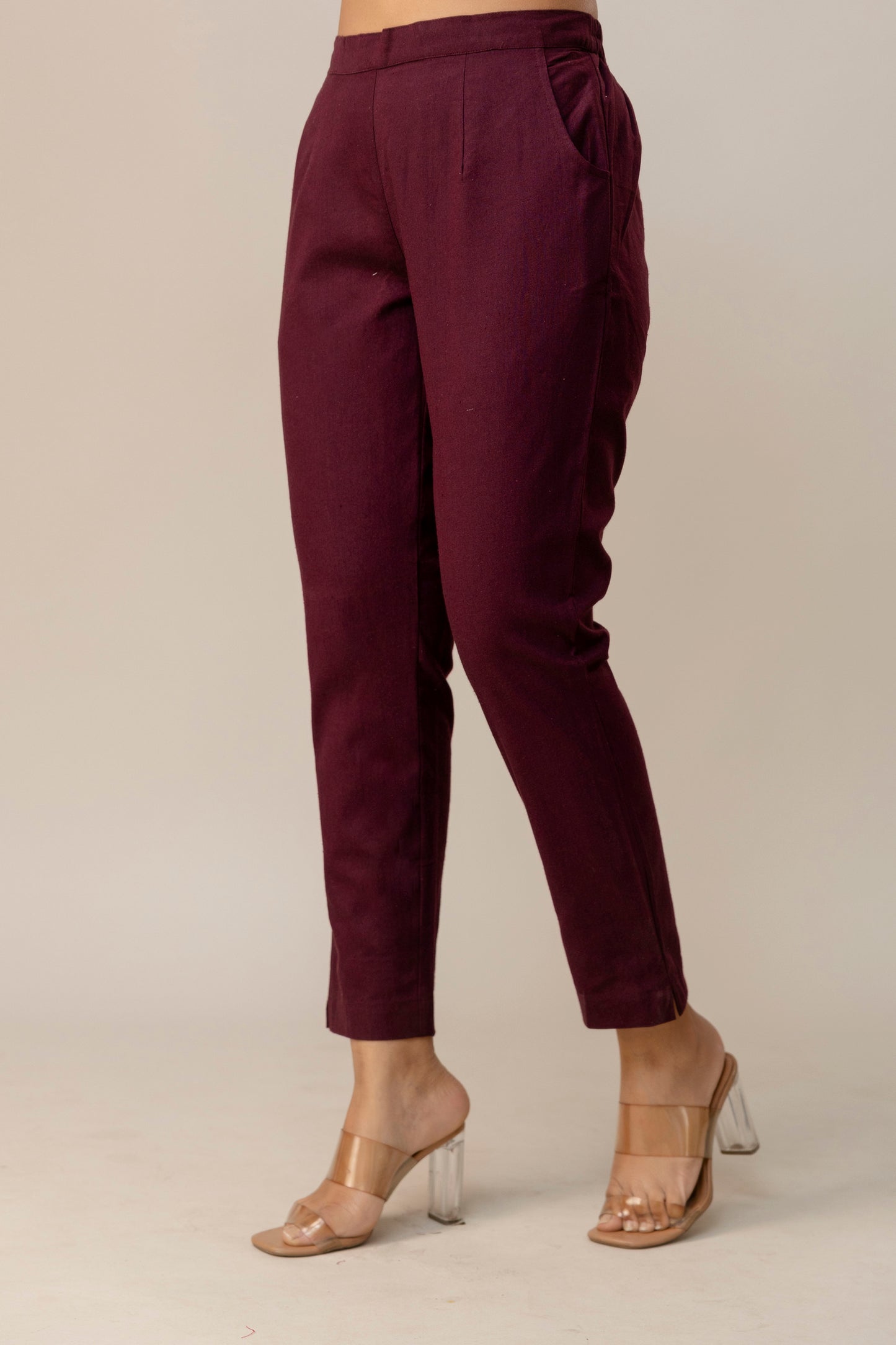 Sassy  Wine Cotton Pants
