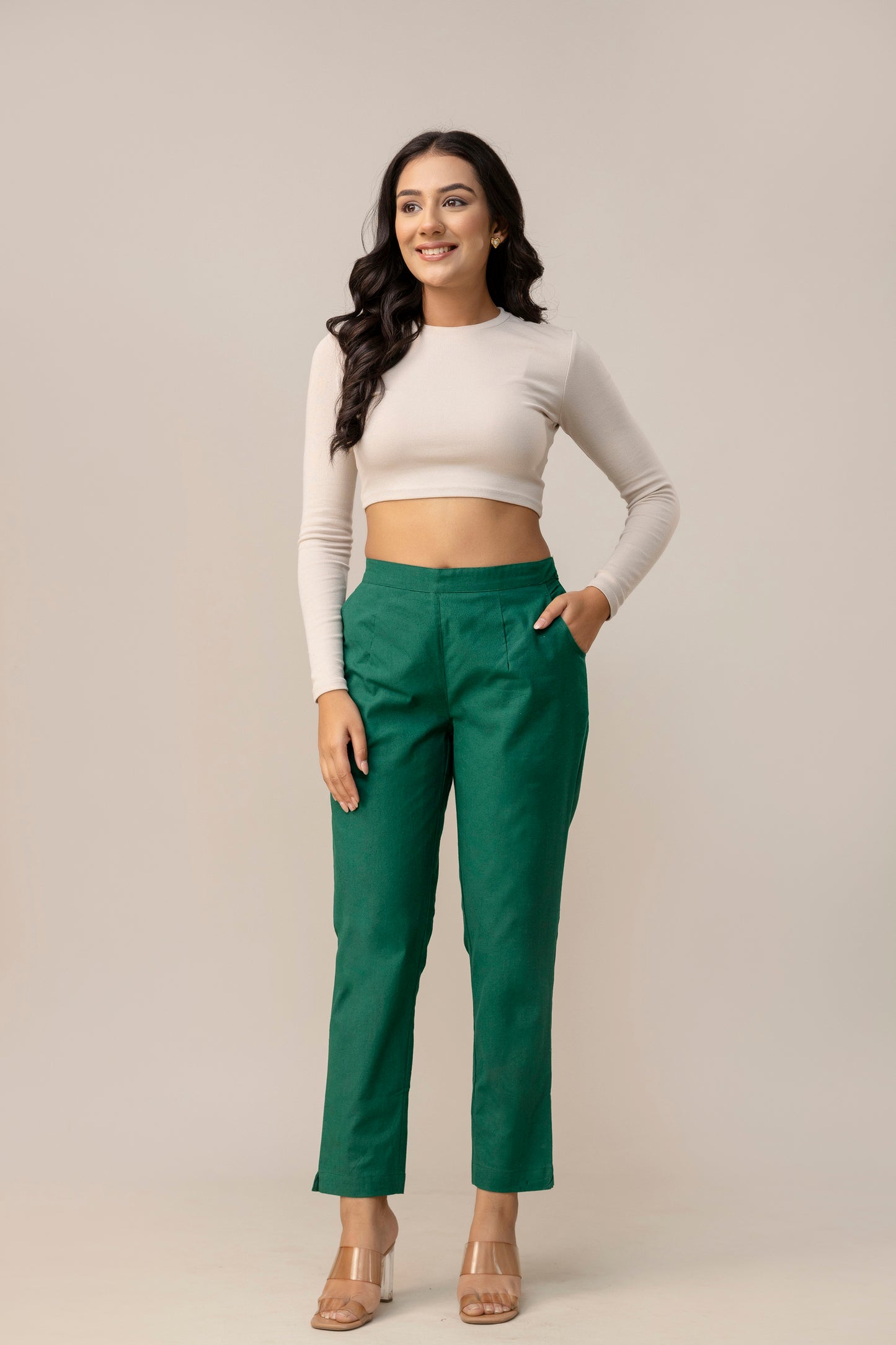 Sassy Bottle Green Cotton Pants