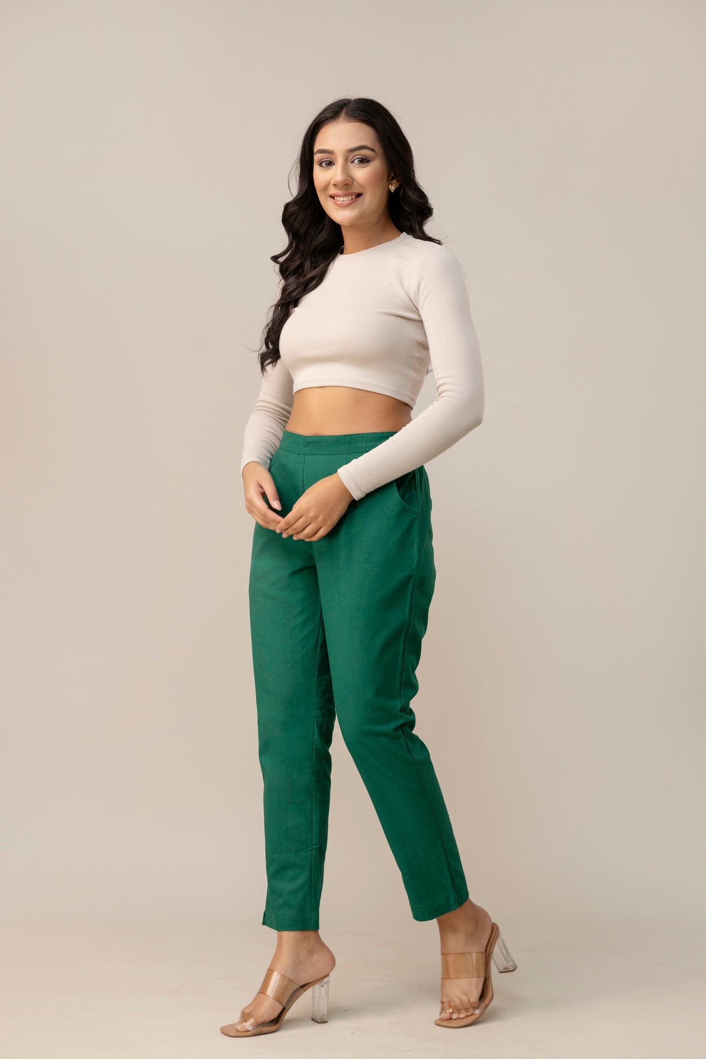 Sassy Bottle Green Cotton Pants