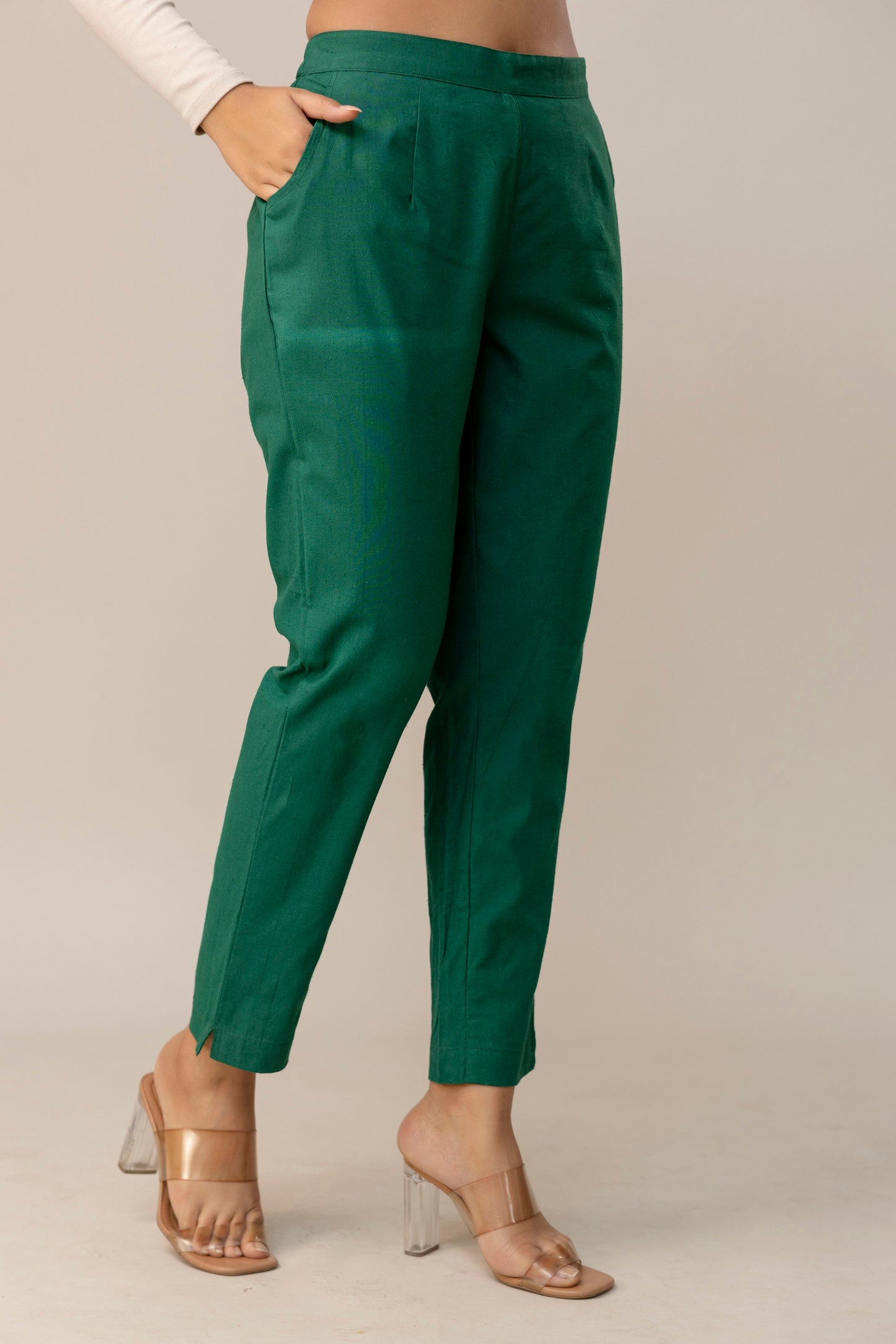 Sassy Bottle Green Cotton Pants