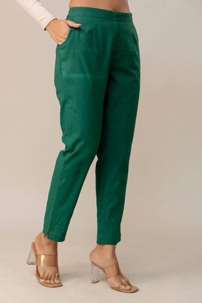 Sassy Bottle Green Cotton Pants