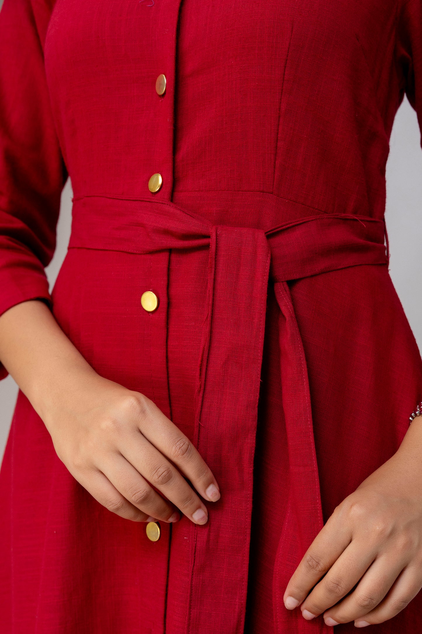 Maroon Airy Linen Dress