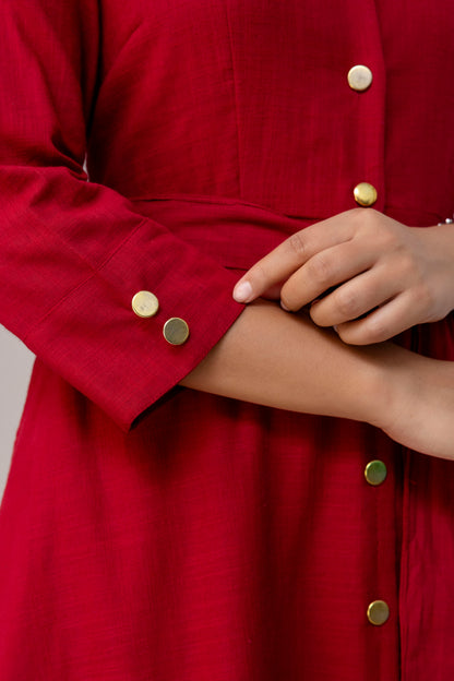 Maroon Airy Linen Dress