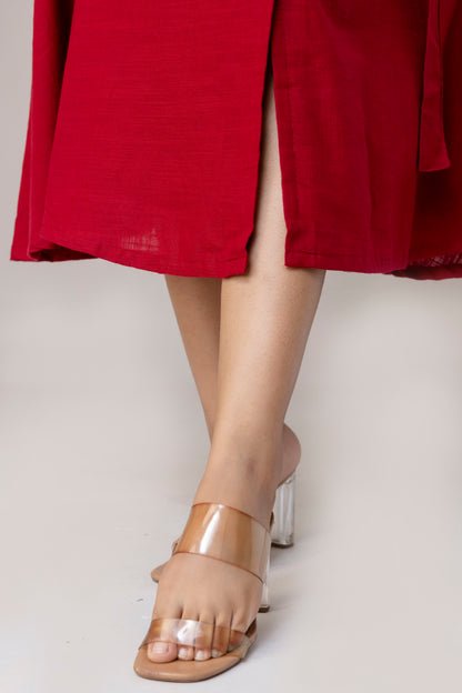 Maroon Airy Linen Dress