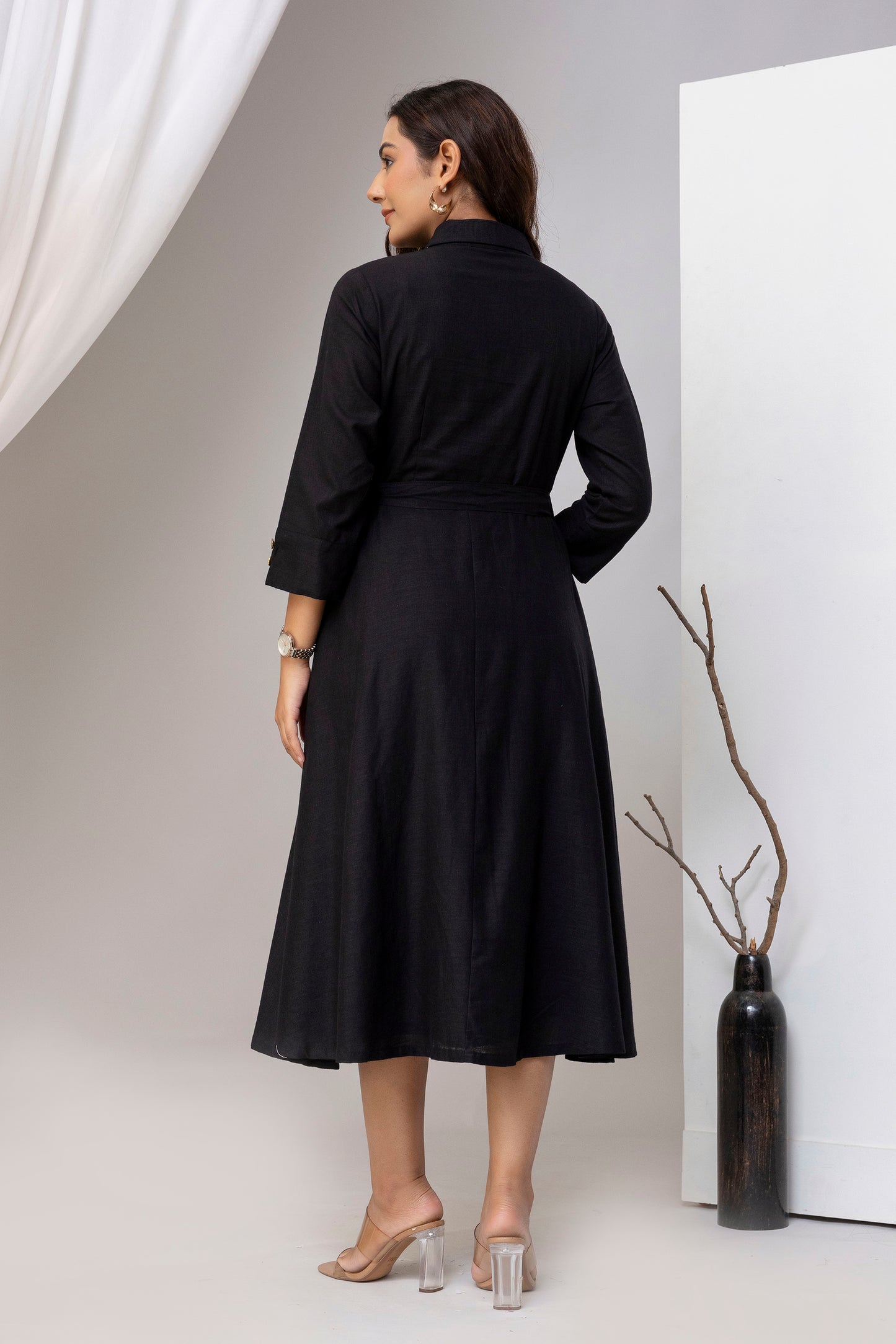 Black Airy Linen Dress