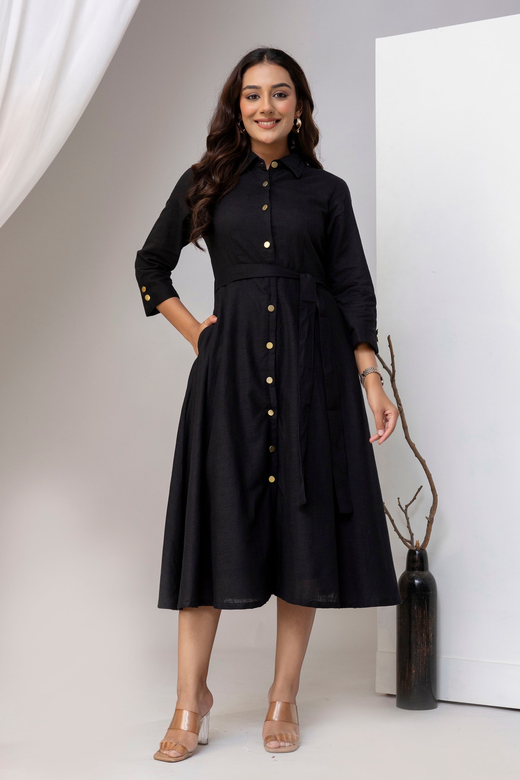 Black Airy Linen Dress