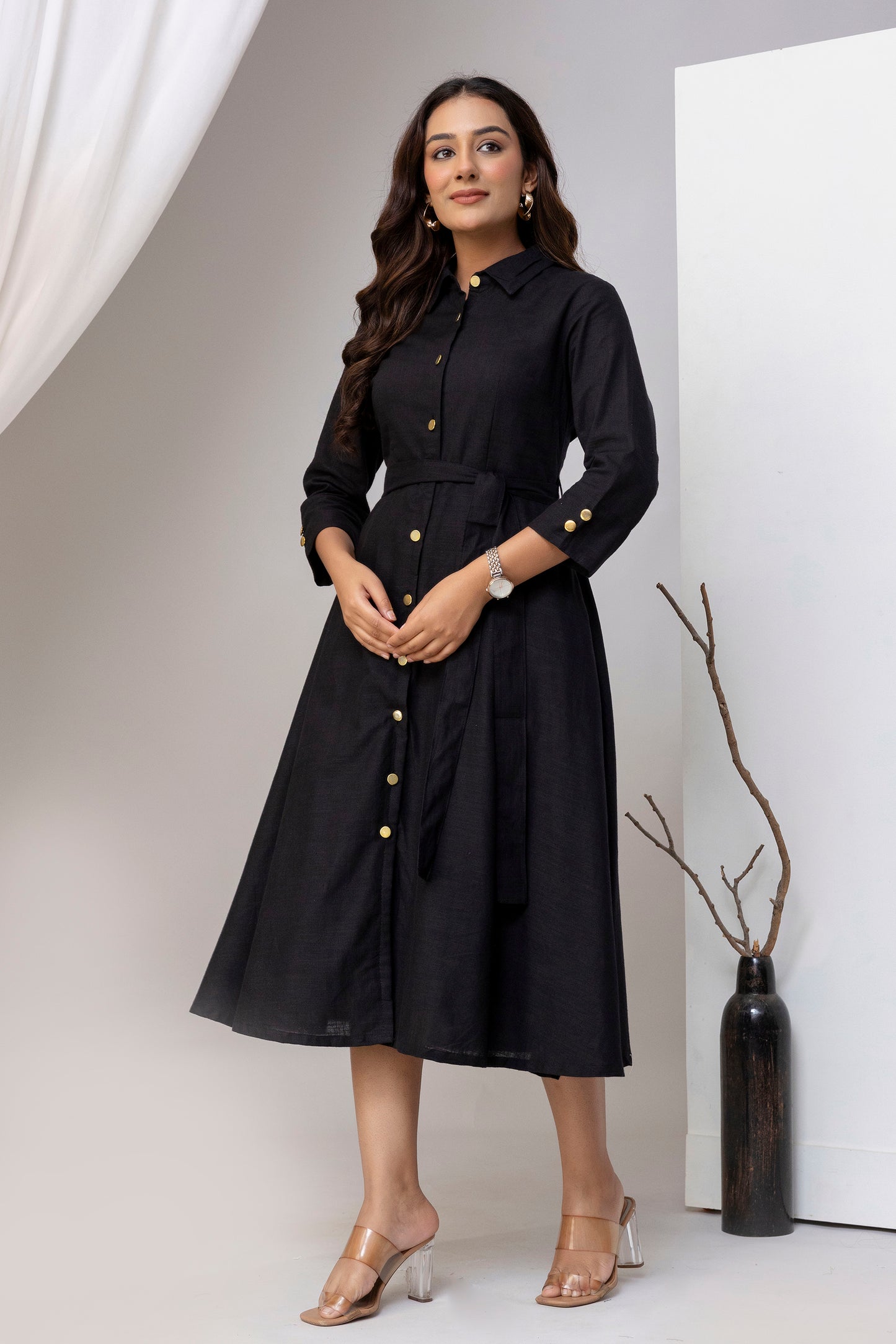 Black Airy Linen Dress