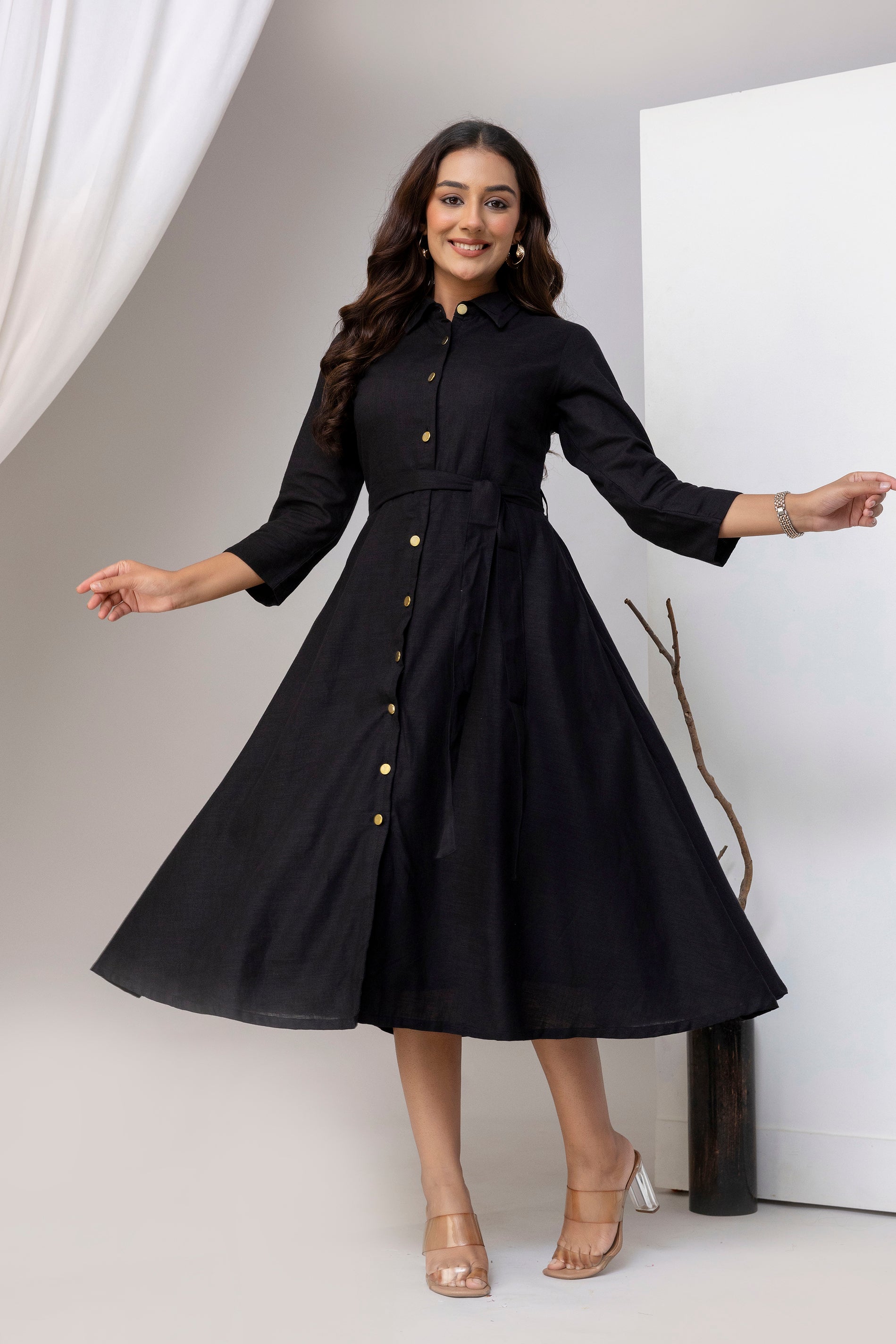 Black Airy Linen Dress
