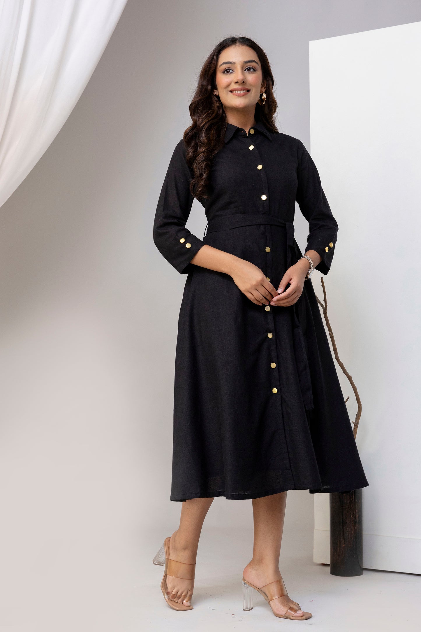 Black Airy Linen Dress