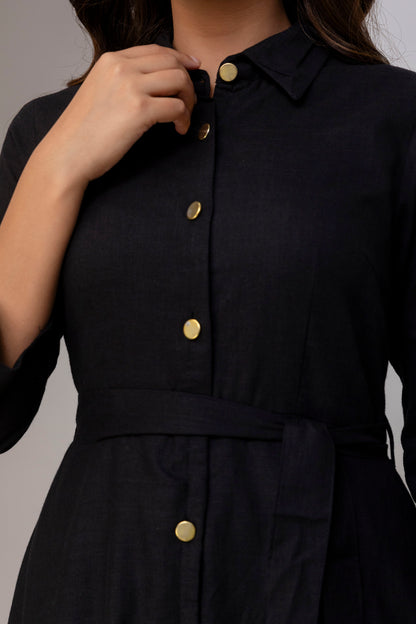Black Airy Linen Dress