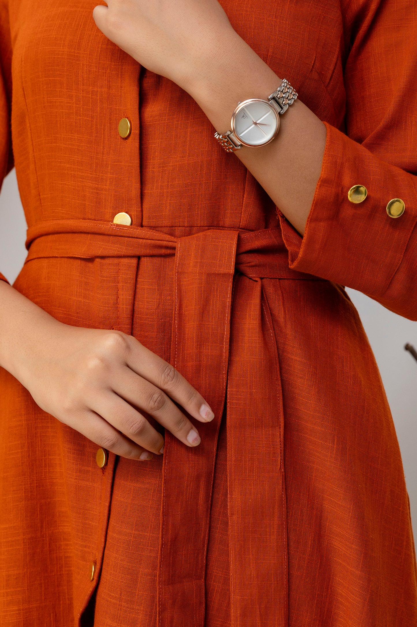 Rust Orange Airy Linen Dress