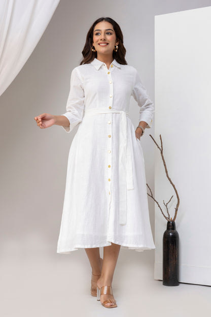 White Airy Linen Dress