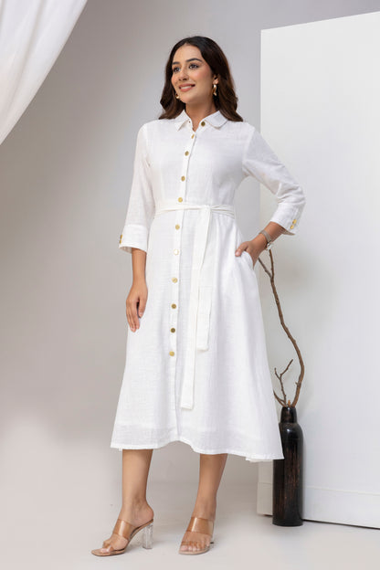 White Airy Linen Dress