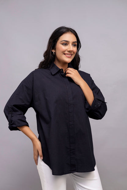 Black Women Oversized Shirt