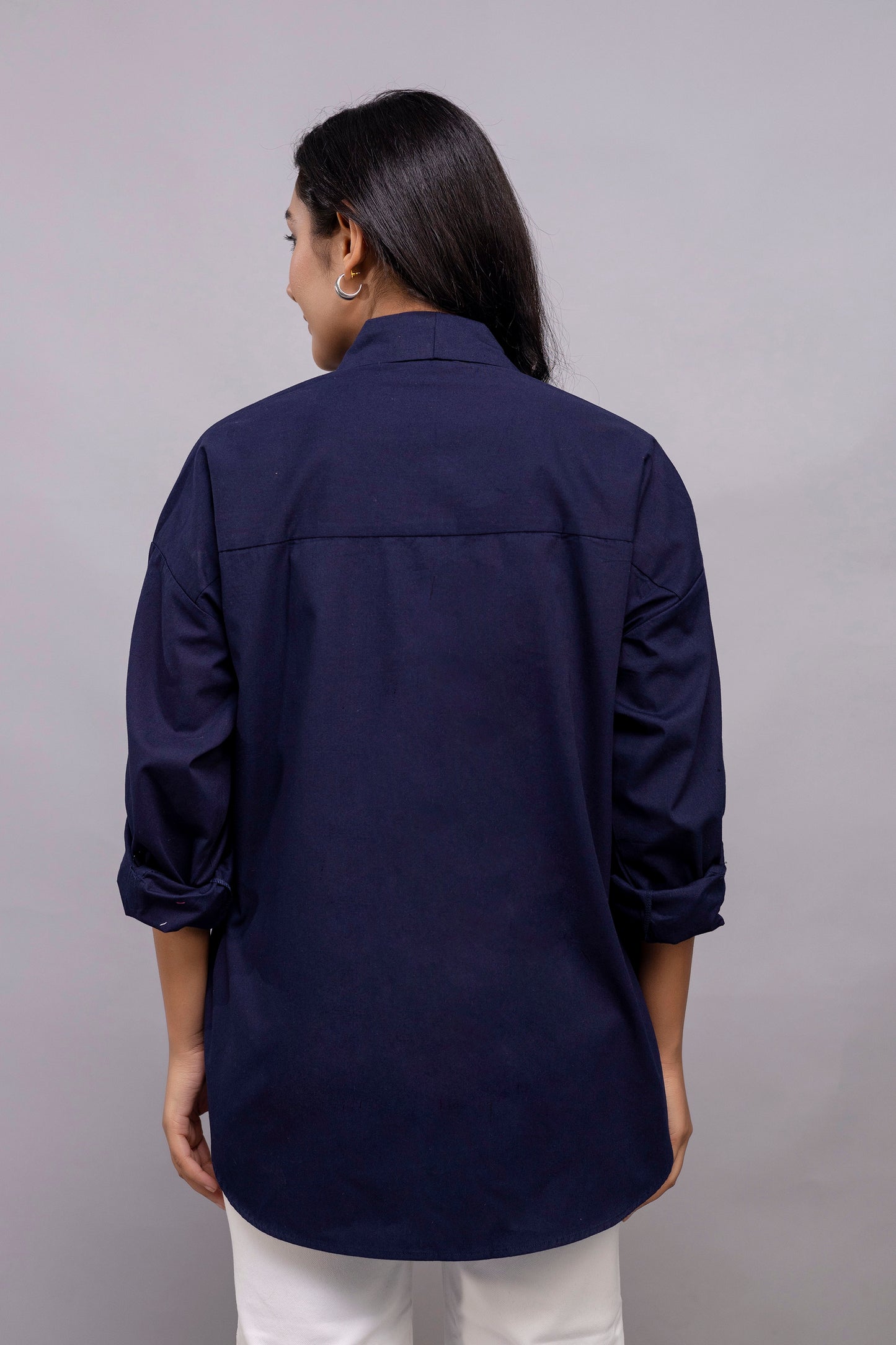 Navy Blue Women Oversized Shirt