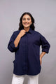 Navy Blue Women Oversized Shirt