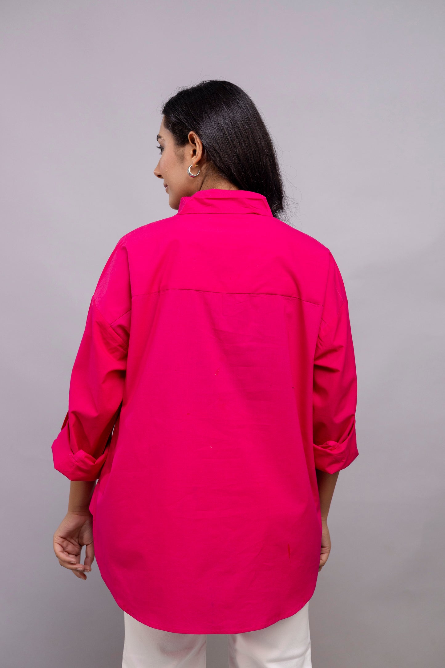 Hot Pink Women Oversized Shirt