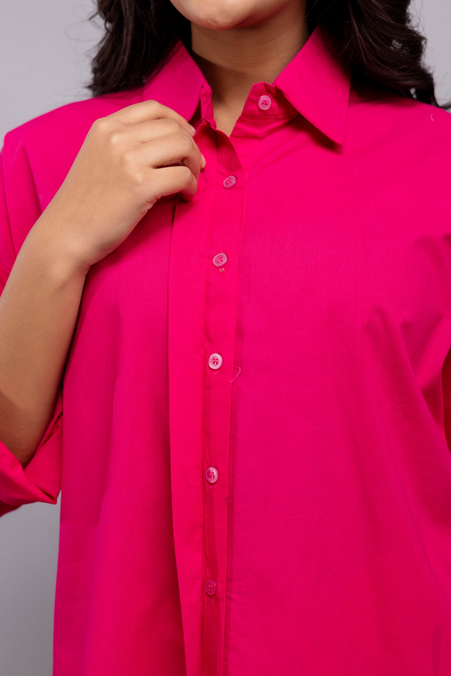 Hot Pink Women Oversized Shirt