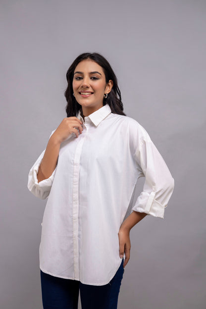 White Women Oversized Shirt