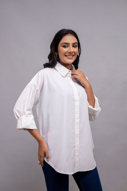 White Women Oversized Shirt